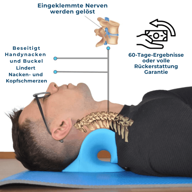 byGlorya "NeckBliss" Halswirbelzuggerät - stressfreie Nackenentspannung, Schmerzlinderung, hilft bei Nackenbuckel